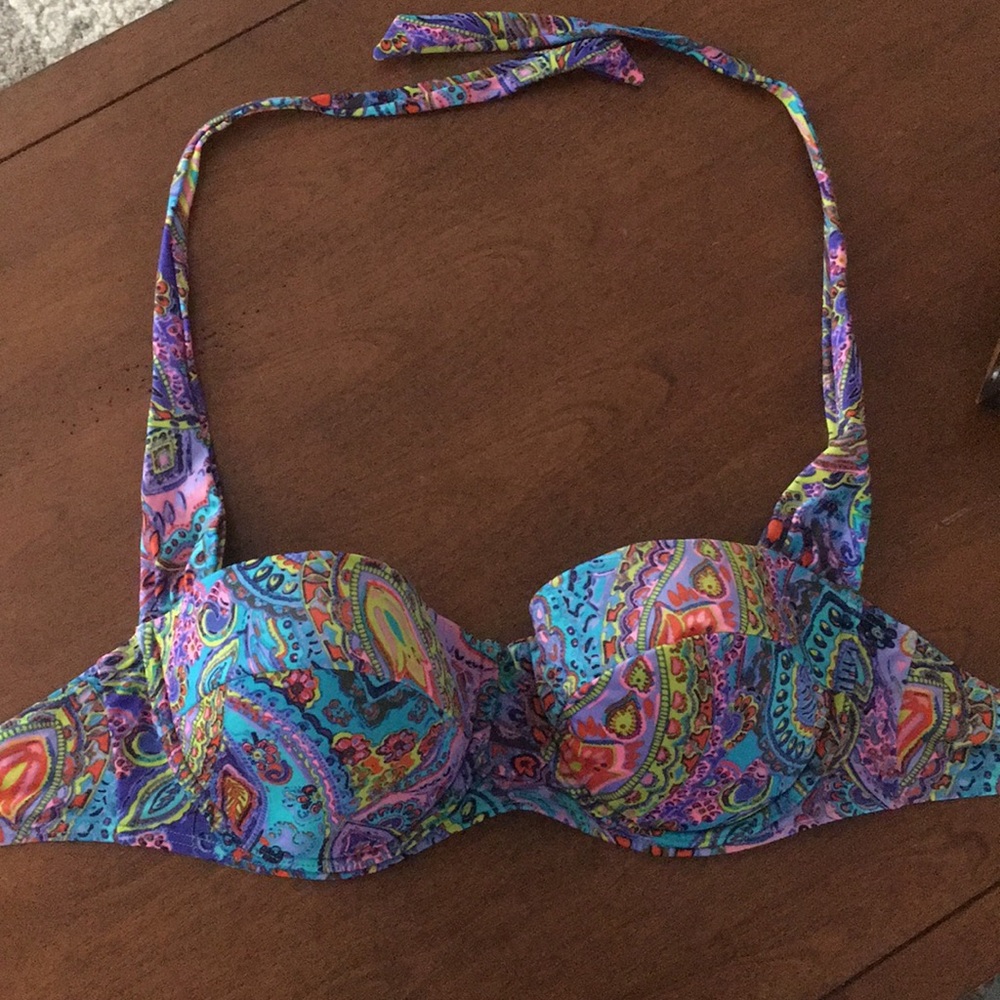 Blue paisley swim suit top